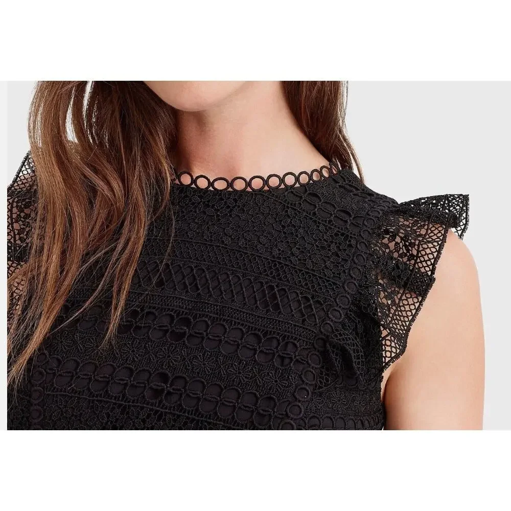 J.Crew Lace Black Cocktail Dress Cap Sleeve Size 2